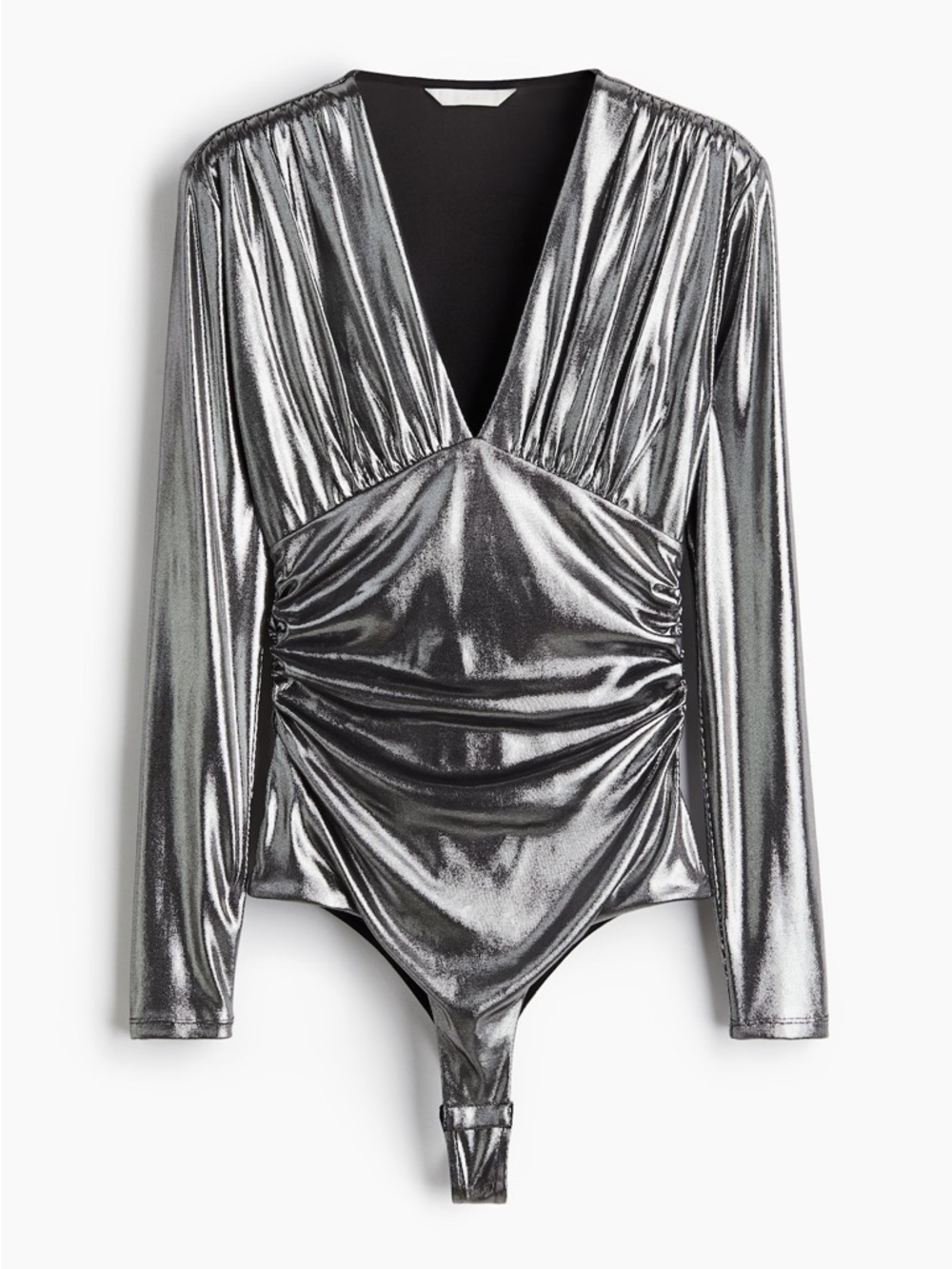 H&M DRAPED V-NECK THONG BODYSUIT